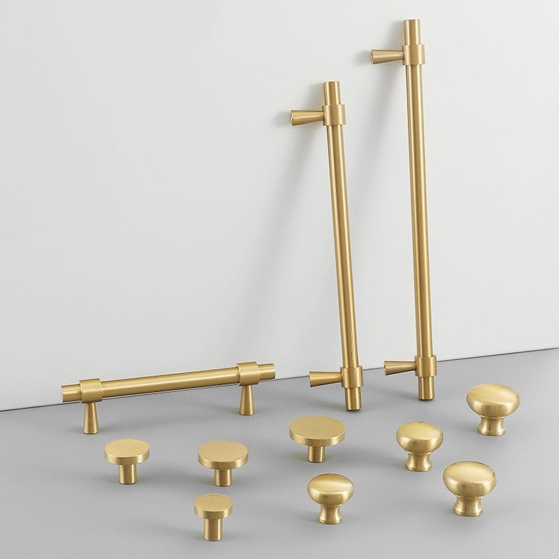 Brushed Brass Cabinet Pulls, Drawer Knobs, MCM Kitchen Hardware