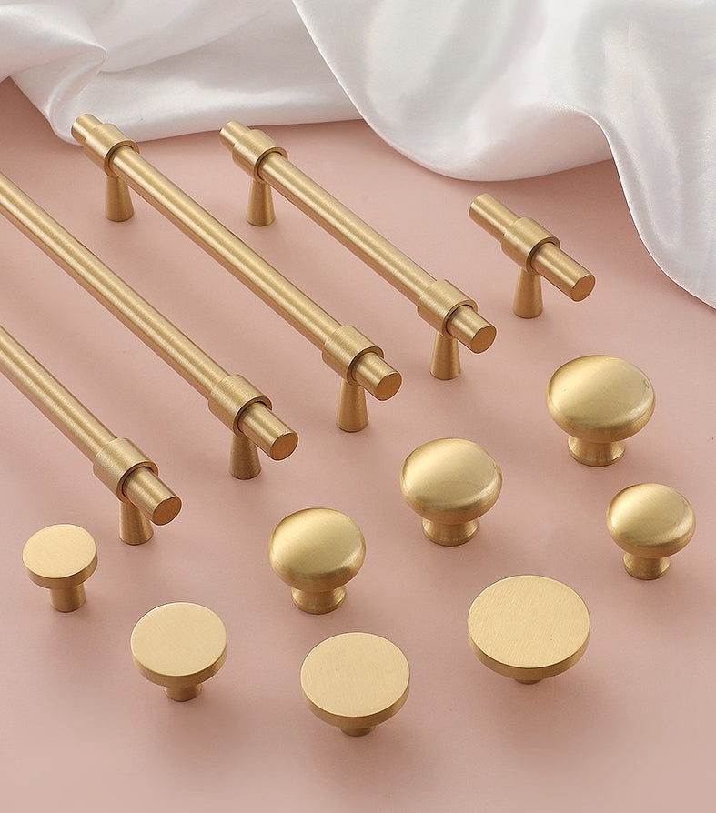 Brushed Brass Cabinet Pulls, Drawer Knobs, MCM Kitchen Hardware