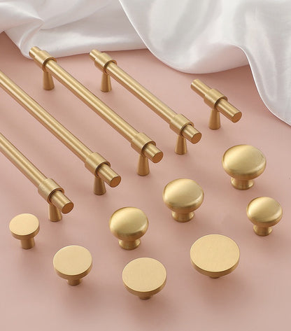 Brushed Brass Cabinet Pulls, Drawer Knobs, MCM Kitchen Hardware