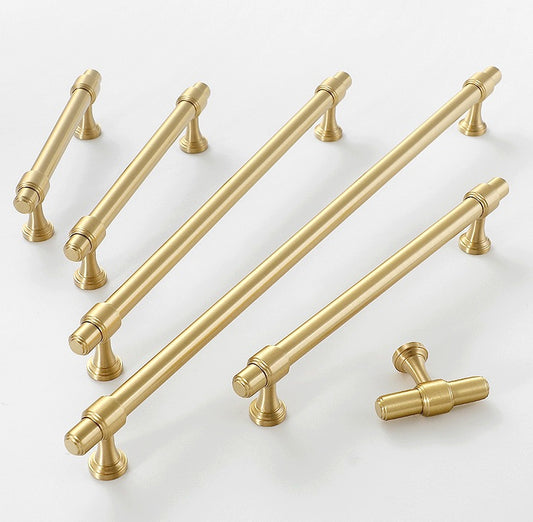 Minimalism Cabinet Bar Pulls, Solid Brass, Brushed Gold, Modern Mid Century Kitchen Hardware