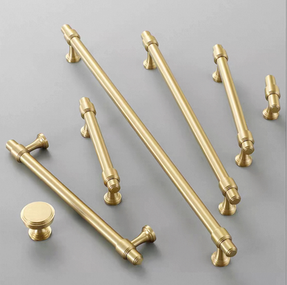 Minimalism Cabinet Bar Pulls, Solid Brass, Brushed Gold, Modern Mid Century Kitchen Hardware