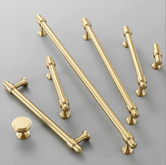 Minimalism Cabinet Bar Pulls, Solid Brass, Brushed Gold, Modern Mid Century Kitchen Hardware