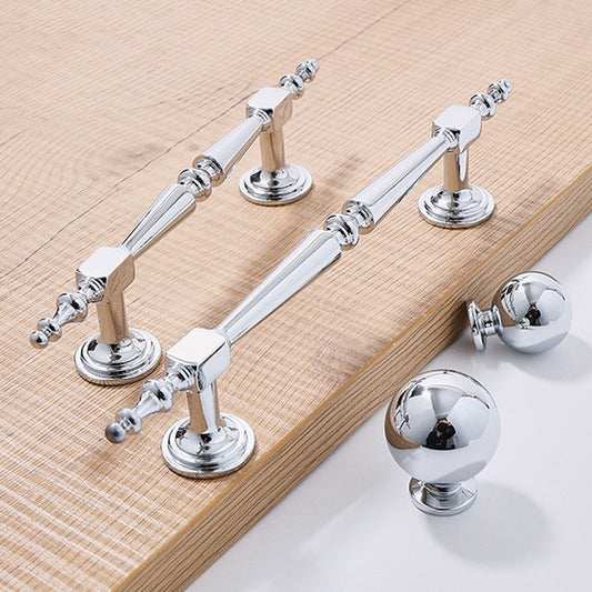 Polished Chrome Brass Cabinet Bar Handles, Ball Knobs, Contemporary Kitchen Hardware