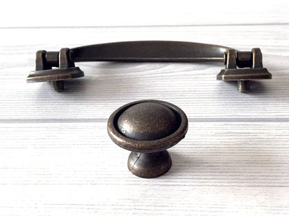 3-5/8" Centers Vintage Style Drop Bail Drawer Pulls, Antique Bronze