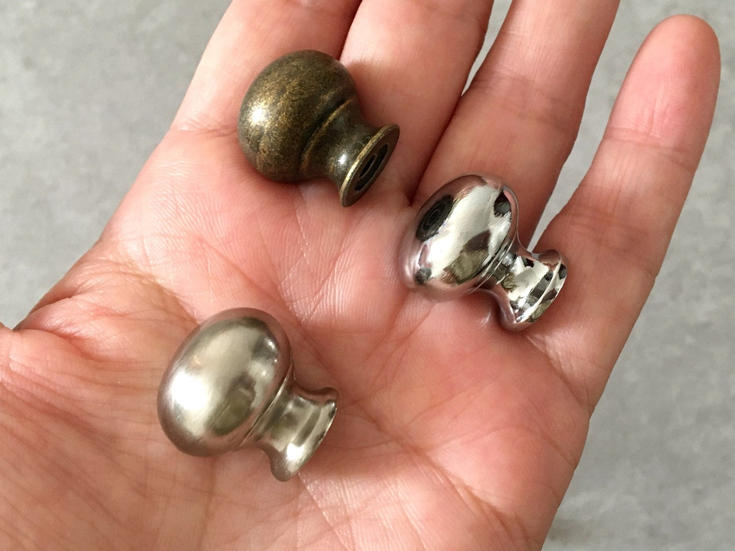 0.7" Dia Small Drawer Pull, Tiny Cabinet Knob, Antique Bronze Polished Chrome Nickel Steel