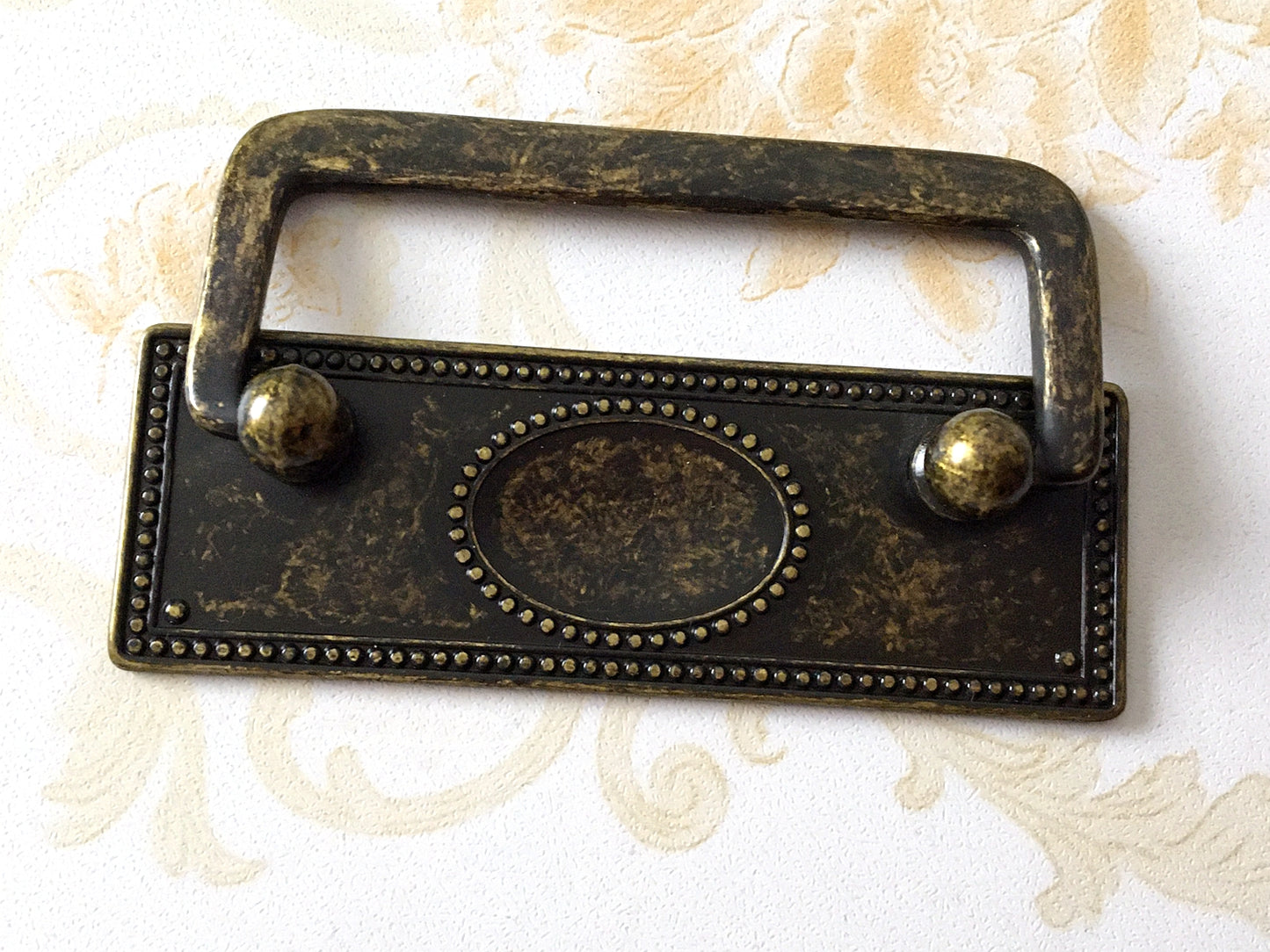 2.5" Centers Vintage Rectangular Plated Bail Drawer Pull - Antique Bronze - LynnsHardware