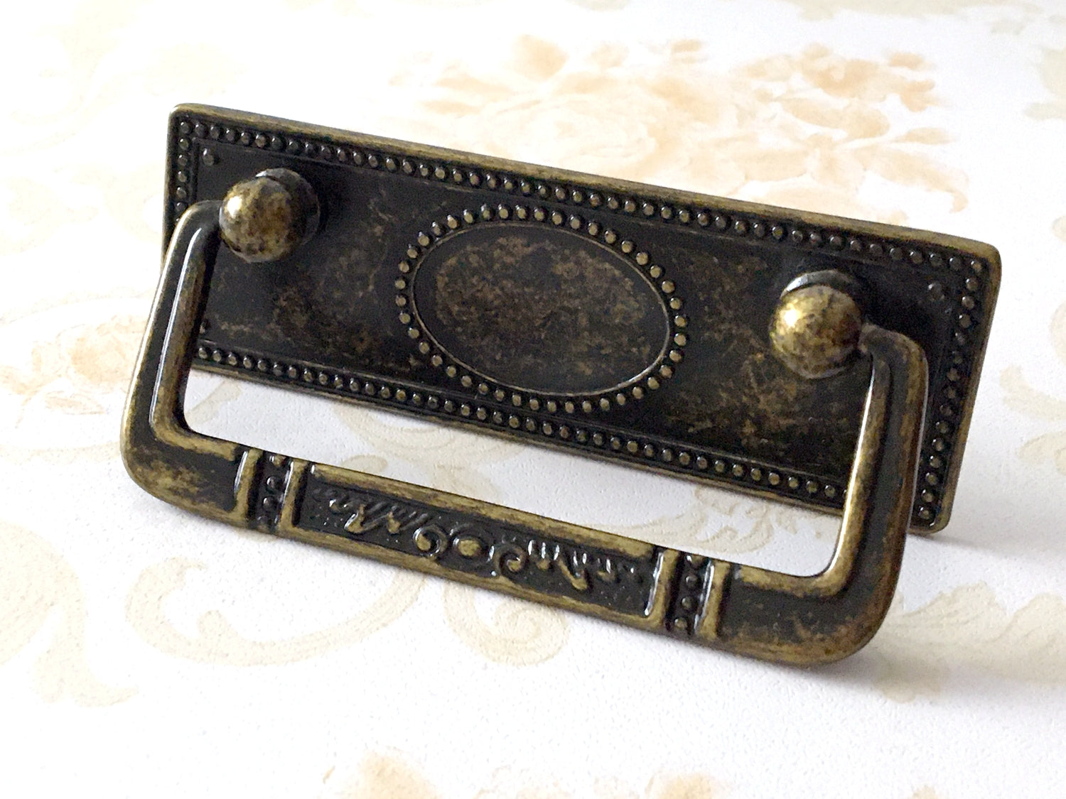 2.5" Centers Vintage Rectangular Plated Bail Drawer Pull - Antique Bronze - LynnsHardware
