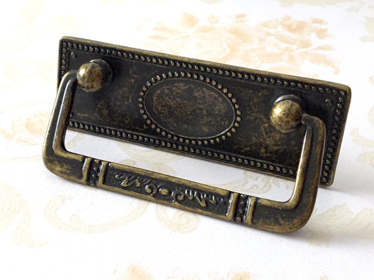 2.5" Centers Vintage Rectangular Plated Bail Drawer Pull - Antique Bronze - LynnsHardware