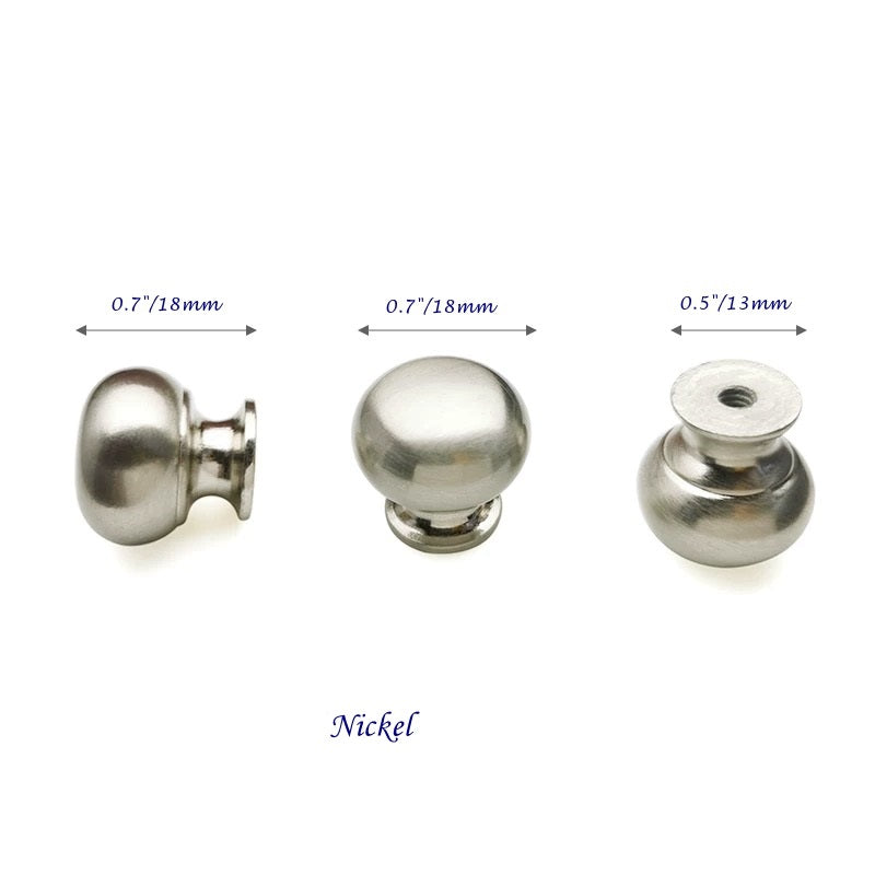 0.7" Dia Small Drawer Pull, Tiny Cabinet Knob, Antique Bronze Polished Chrome Nickel Steel