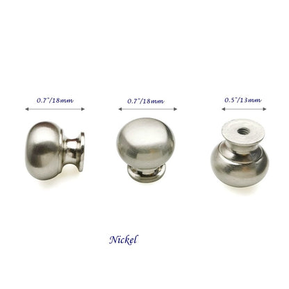 0.7" Dia Small Drawer Pull, Tiny Cabinet Knob, Antique Bronze Polished Chrome Nickel Steel