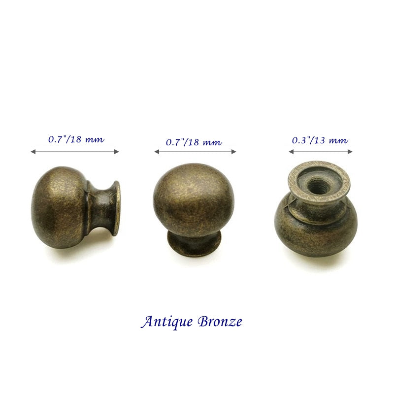 0.7" Dia Small Drawer Pull, Tiny Cabinet Knob, Antique Bronze Polished Chrome Nickel Steel