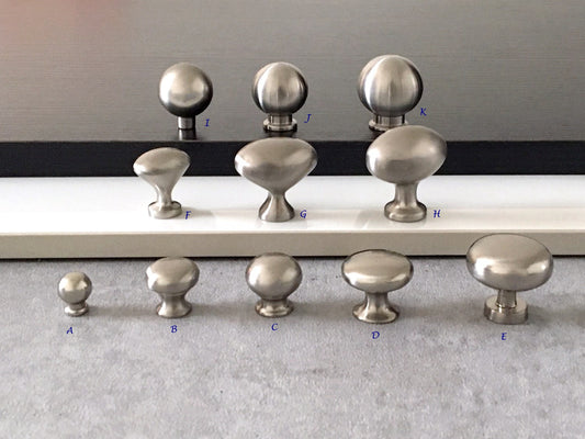Nickel Round Drawer Knobs, Zinc Alloy & Stainless Steel, Minimal Cabinet Hardware