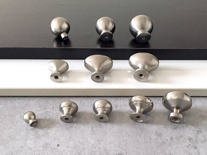 Nickel Round Drawer Knobs, Zinc Alloy & Stainless Steel, Minimal Cabinet Hardware