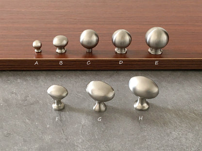 Nickel Cabinet Knobs, Egg Drawer Pulls, Modern Kitchen Hardware