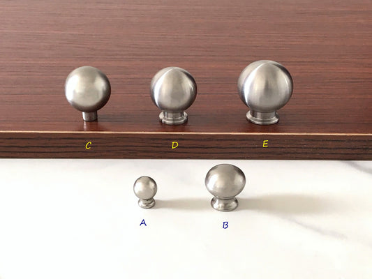 Nickel Cabinet Ball Knob, Minimalist Drawer Pull, Modern Kitchen Hardware