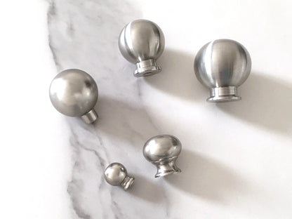 Nickel Cabinet Ball Knob, Minimalist Drawer Pull, Modern Kitchen Hardware