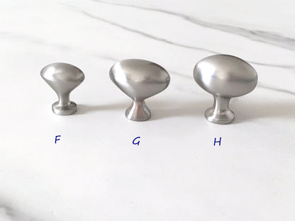Nickel Cabinet Knobs, Egg Drawer Pulls, Modern Kitchen Hardware