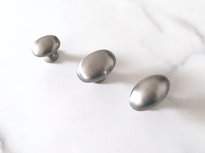 Nickel Cabinet Knobs, Egg Drawer Pulls, Modern Kitchen Hardware