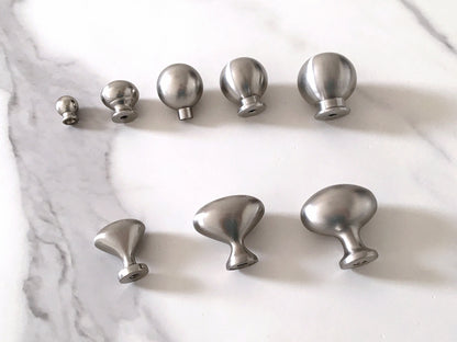 Nickel Cabinet Knobs, Egg Drawer Pulls, Modern Kitchen Hardware