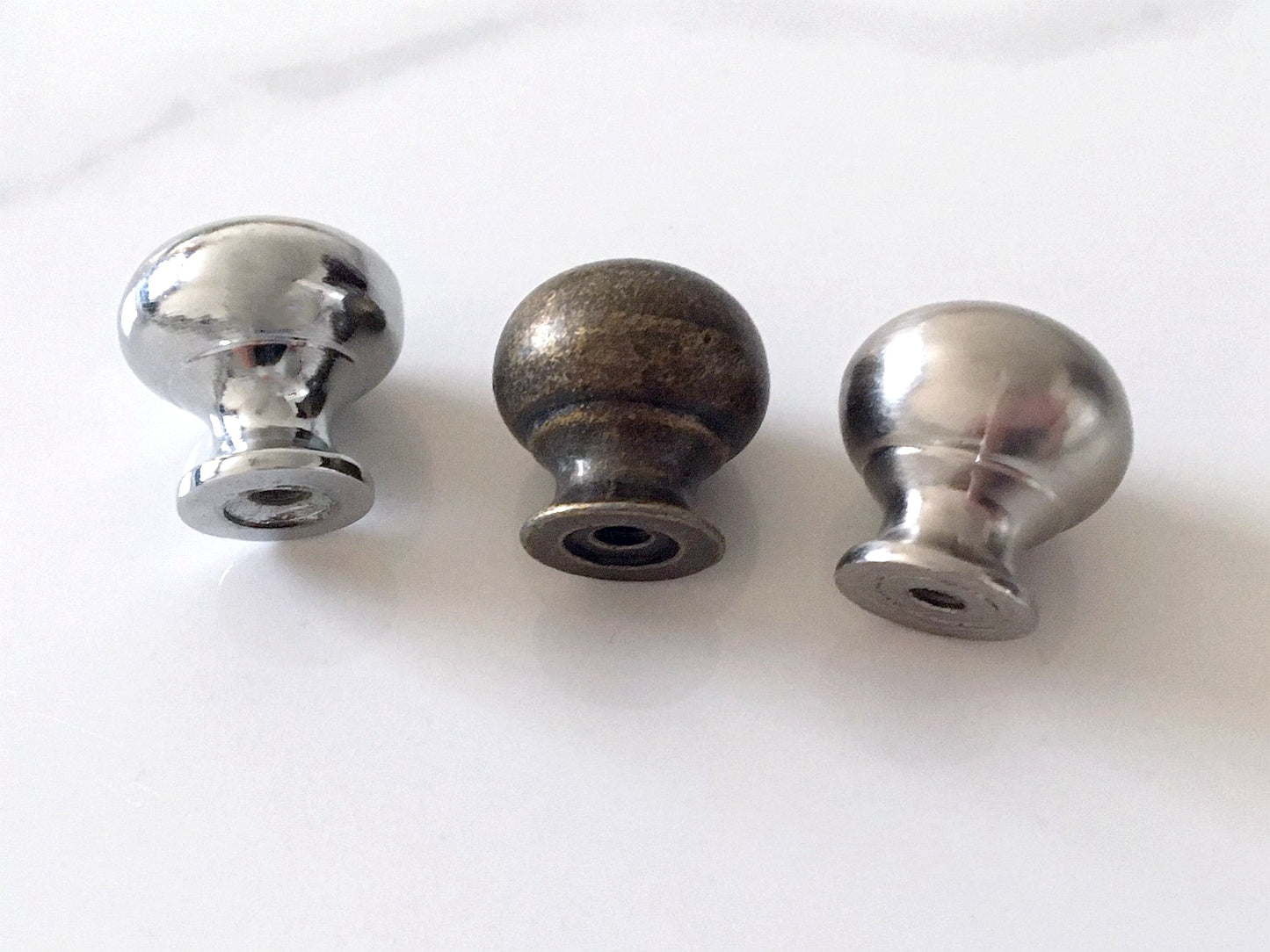 0.7" Dia Small Drawer Pull, Tiny Cabinet Knob, Antique Bronze Polished Chrome Nickel Steel