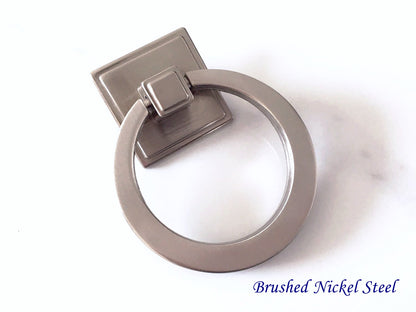 2.1" Diameter Large Drop Ring Cabinet Pulls - 5 Finishes