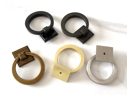 2.1" Diameter Large Drop Ring Cabinet Pulls - 5 Finishes