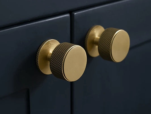 Knurled Brushed Brass Cabinet Knob - Classic Hardware