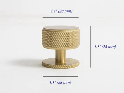 Knurled Brushed Brass Cabinet Knob - Classic Hardware