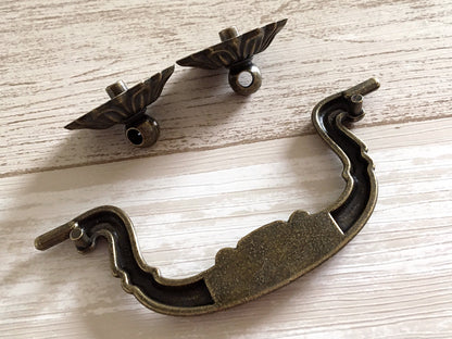 3.75" Bail Drawer Pull Handles Antique Bronze Drop Handle Vintage Style