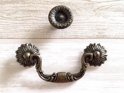 3.75" Bail Drawer Pull Handles Antique Bronze Drop Handle Vintage Style