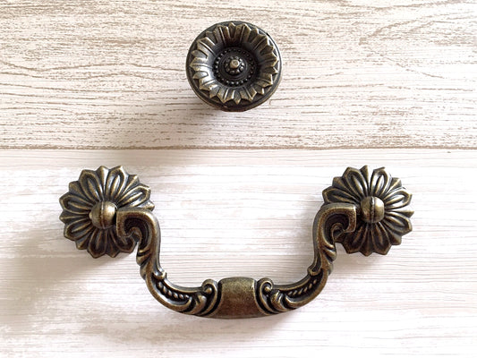 3.75" Bail Drawer Pull Handles Antique Bronze Drop Handle Vintage Style