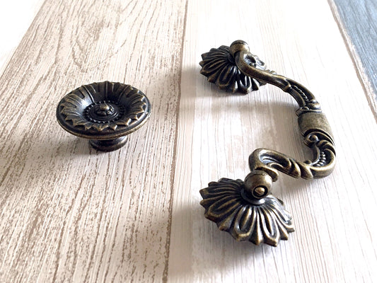 3.75" Bail Drawer Pull Handles Antique Bronze Drop Handle Vintage Style
