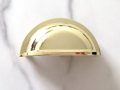 3" 3.5" 6" Polished Gold Cabinet Handle, Cup Drawer Pull, Kitchen Hardware