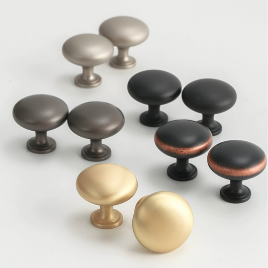 Round Cabinet Knobs, Drawer Pulls, Gold Nickel Black Gray, Kitchen Hardware