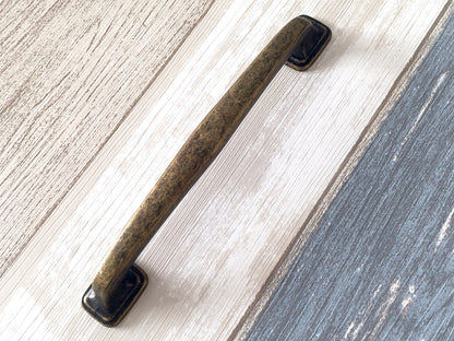 4" 5" Antique Bronze Cabinet Handle, 3.75" Cup Drawer Pull, Rustic Kitchen Hardware