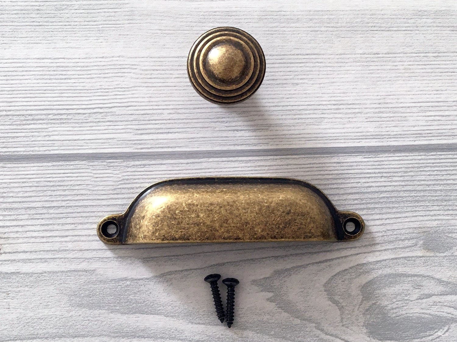 3.75" 5" Antique Bronze Cabinet Handle & Cup Drawer Pull - LynnsHardware