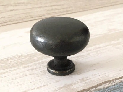 3.5" Centers Vintage Style Drop Drawer Pull & Knob - Antique Black