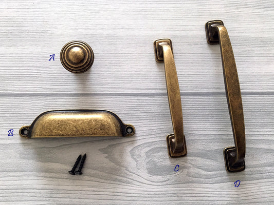 3.75" 5" Antique Bronze Cabinet Handle & Cup Drawer Pull - LynnsHardware