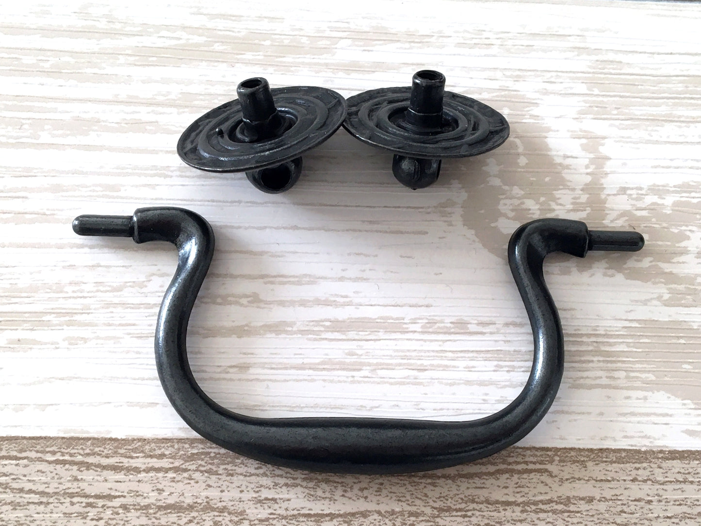 3.5" Centers Vintage Style Drop Drawer Pull & Knob - Antique Black