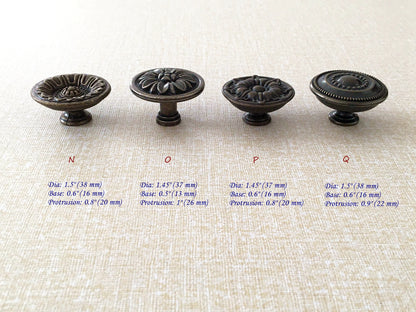 Vintage Look Drawer Knob, Cabinet Pulls Hardware, Antique Bronze