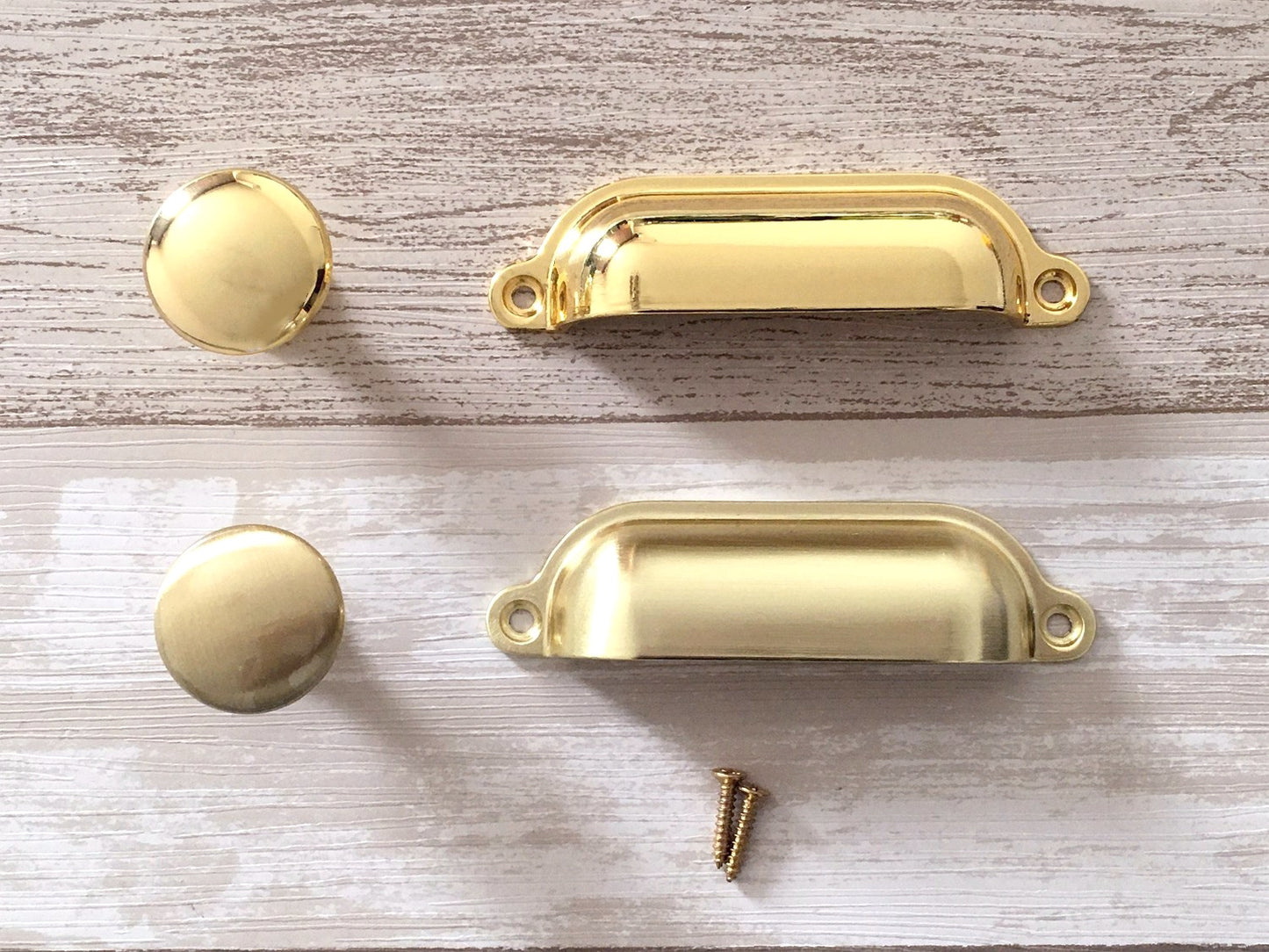 3.5" Centers Gold Cup Drawer Pull and Cabinet Knob