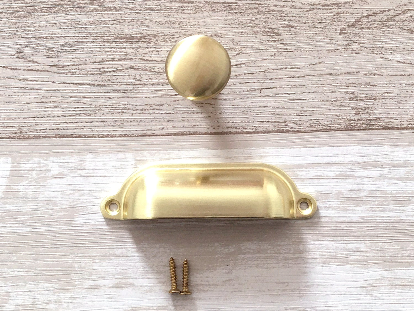 3.5" Centers Gold Cup Drawer Pull and Cabinet Knob