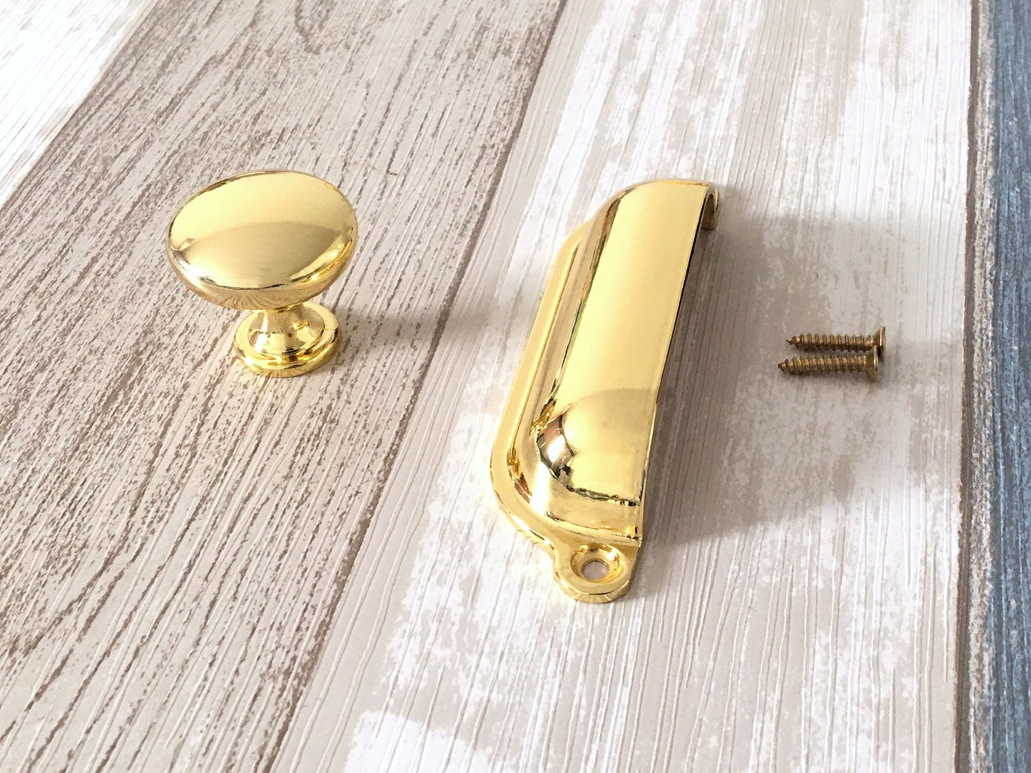 3.5" Centers Gold Cup Drawer Pull and Cabinet Knob