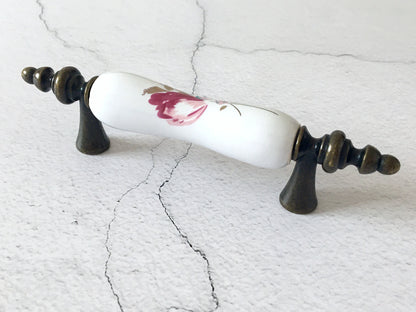3" Centers Porcelain Cabinet Pull, Ceramic Drawer Handles 76 mm Holes