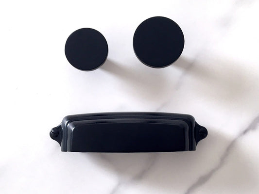 4-Inch Centers Cup Drawer Pull & Cabinet Knob in Matte Black, Modern Kitchen Hardware