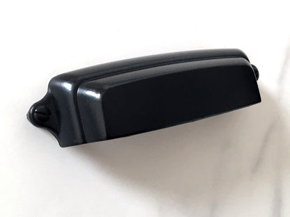 4-Inch Centers Cup Drawer Pull & Cabinet Knob in Matte Black, Modern Kitchen Hardware