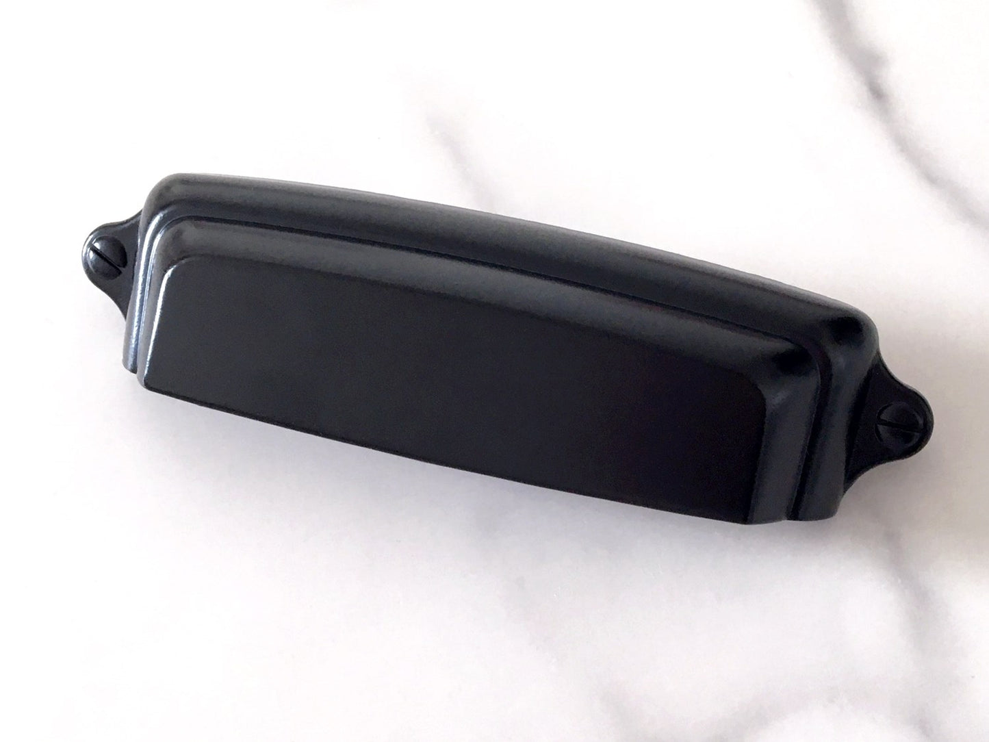 4-Inch Centers Cup Drawer Pull & Cabinet Knob in Matte Black, Modern Kitchen Hardware