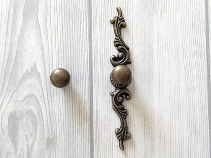 Antique Bronze Round Drawer Knob with Backplate - LynnsHardware