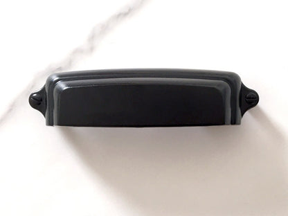 4-Inch Centers Cup Drawer Pull & Cabinet Knob in Matte Black, Modern Kitchen Hardware