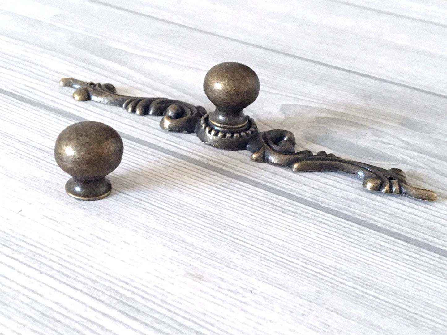 Antique Bronze Round Drawer Knob with Backplate - LynnsHardware